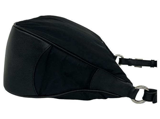 Bolsa Prada em nylon Tessuto e couro com logo triângulo em metal Preto - vista 6