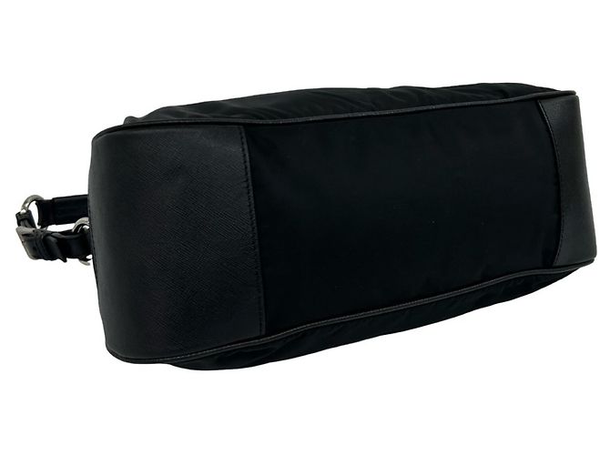 Bolsa Prada em nylon Tessuto e couro com logo triângulo em metal Preto - vista 7