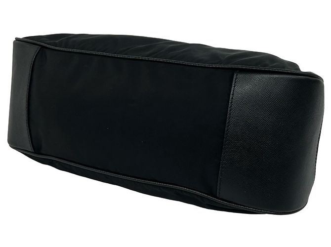Bolsa Prada em nylon Tessuto e couro com logo triângulo em metal Preto - vista 8