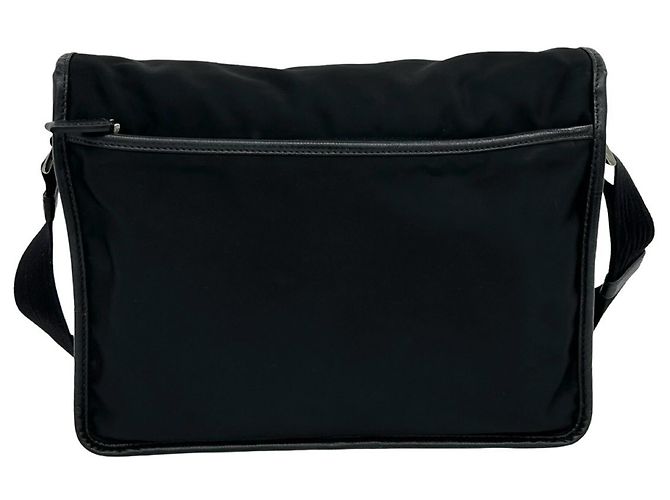 Borsa a tracolla Prada in nylon Tessuto e pelle Saffiano con logo triangolare Nero - vista 3