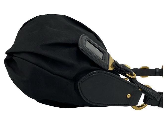 Borsa in nylon Tessuto e pelle con logo triangolare Prada Nero - vista 6