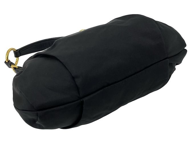 Borsa in nylon Tessuto e pelle con logo triangolare Prada Nero - vista 7