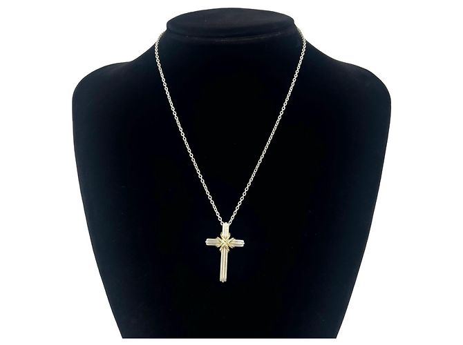 Tiffany & Co Collana Croce Tiffany Signature Argento D'oro - vista 2