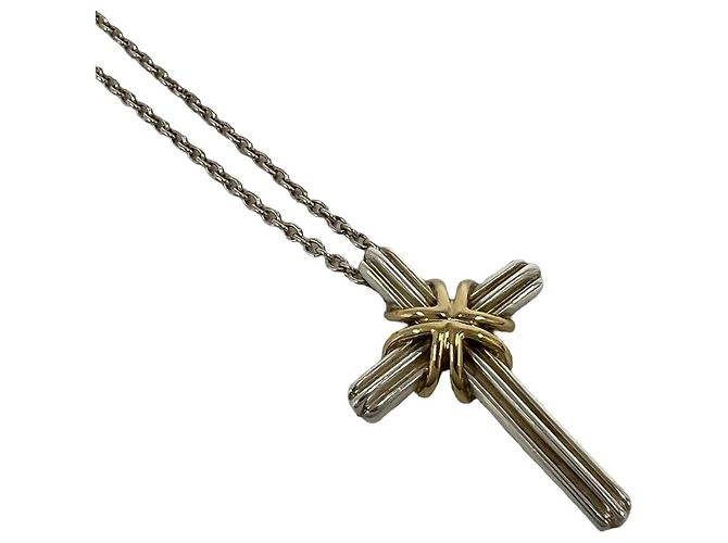 Tiffany & Co Collana Croce Tiffany Signature Argento D'oro - vista 4