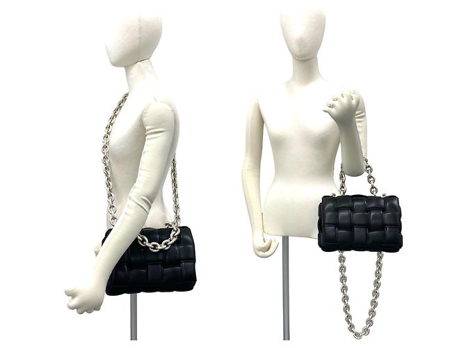 Sac à épaule en cuir Bottega Veneta Padded Cassette avec chaîne Noir - vue 2