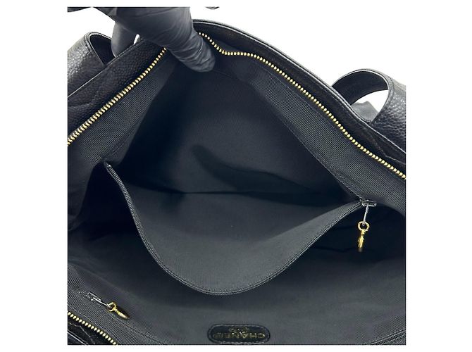 Borsa Tote CHANEL Vintage Coco Mark in pelle caviar Nero - vista 10