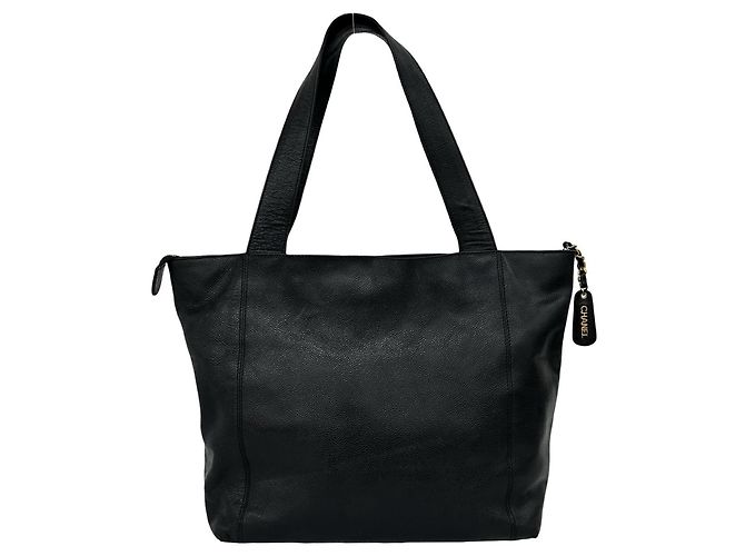 Borsa Tote CHANEL Vintage Coco Mark in pelle caviar Nero - vista 3