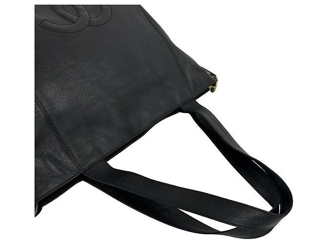 Borsa Tote CHANEL Vintage Coco Mark in pelle caviar Nero - vista 4