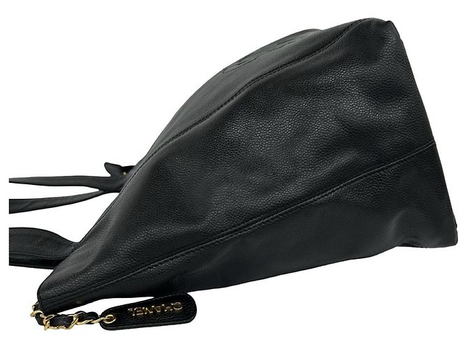 Borsa Tote CHANEL Vintage Coco Mark in pelle caviar Nero - vista 5
