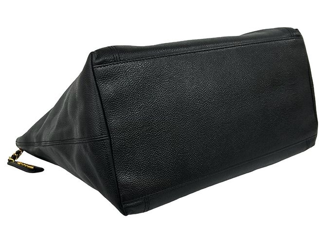 Borsa Tote CHANEL Vintage Coco Mark in pelle caviar Nero - vista 7
