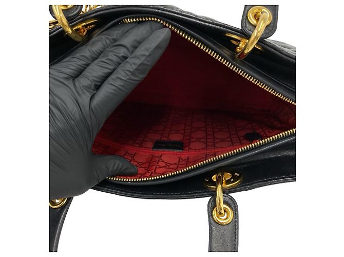 Borsa Christian Dior Lady Cannage in pelle trapuntata Nero - vista 9