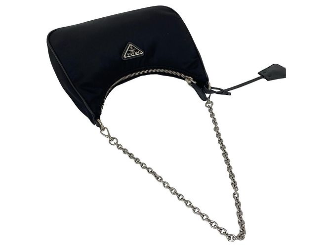 Saffiano Borsa a tracolla Prada in nylon Tessuto Pocono con logo triangolare in metallo Nero - vista 4