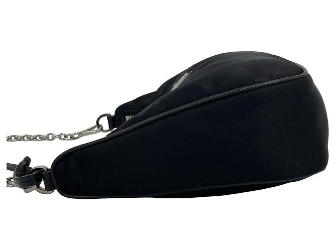 Saffiano Borsa a tracolla Prada in nylon Tessuto Pocono con logo triangolare in metallo Nero - vista 5