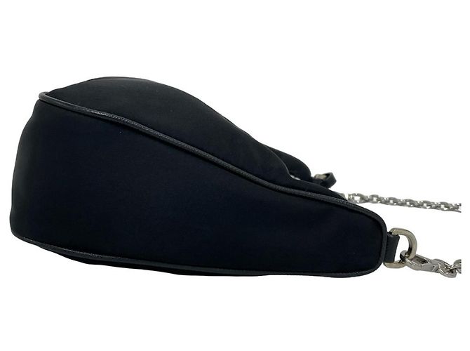 Saffiano Borsa a tracolla Prada in nylon Tessuto Pocono con logo triangolare in metallo Nero - vista 6