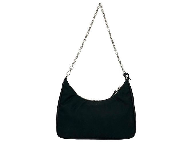 Borsa a tracolla Prada in Tessuto Pocono con logo triangolare in metallo Nero - vista 3