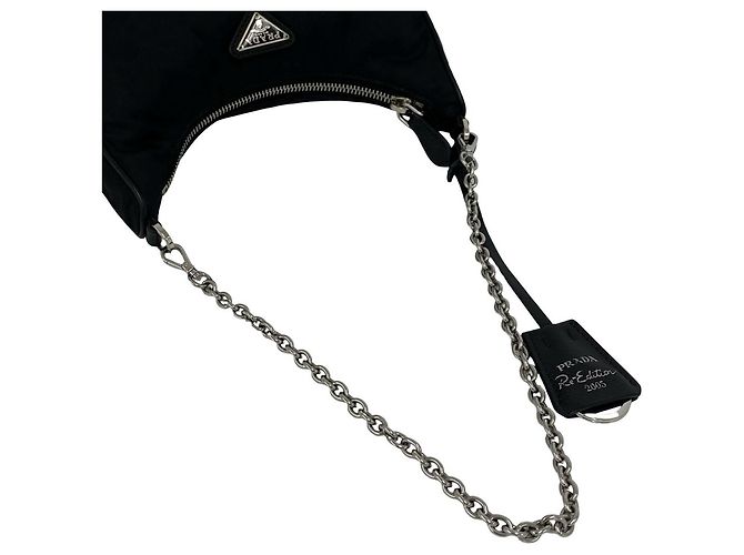 Borsa a tracolla Prada in Tessuto Pocono con logo triangolare in metallo Nero - vista 4