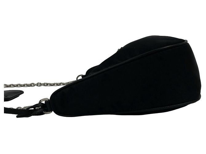 Borsa a tracolla Prada in Tessuto Pocono con logo triangolare in metallo Nero - vista 5