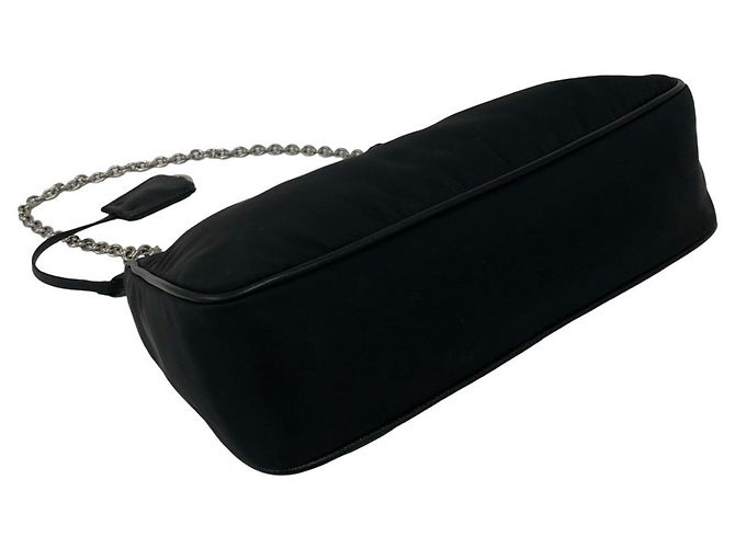 Borsa a tracolla Prada in Tessuto Pocono con logo triangolare in metallo Nero - vista 7
