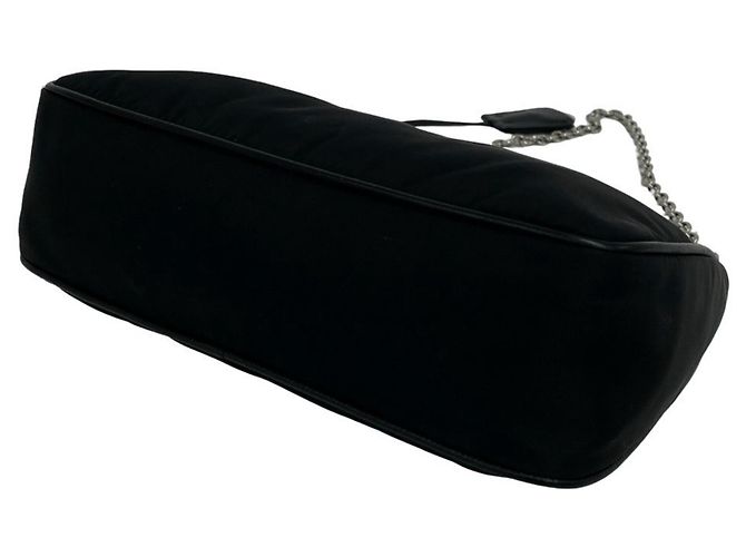 Borsa a tracolla Prada in Tessuto Pocono con logo triangolare in metallo Nero - vista 8