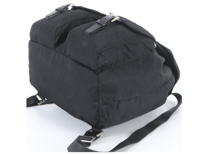 Prada Tessuto Nylon Triangle Logo Leather Backpack Black - view 4