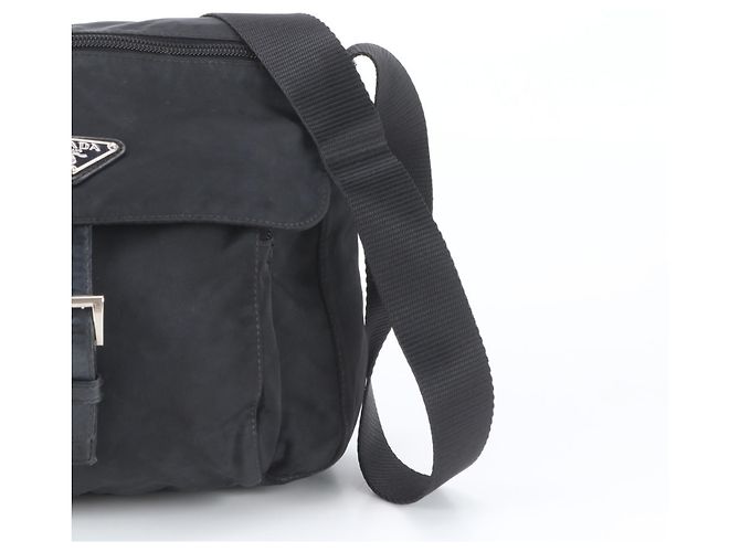 Sac messager Prada en nylon Tessuto avec logo triangle en cuir Noir - vue 2