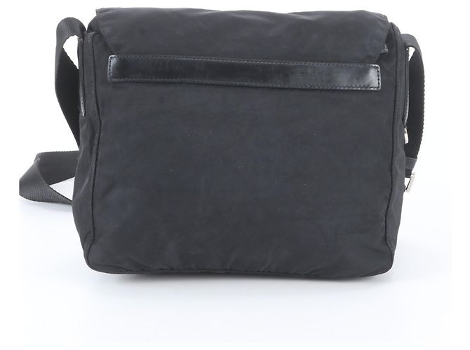 Sac messager Prada en nylon Tessuto avec logo triangle en cuir Noir - vue 3