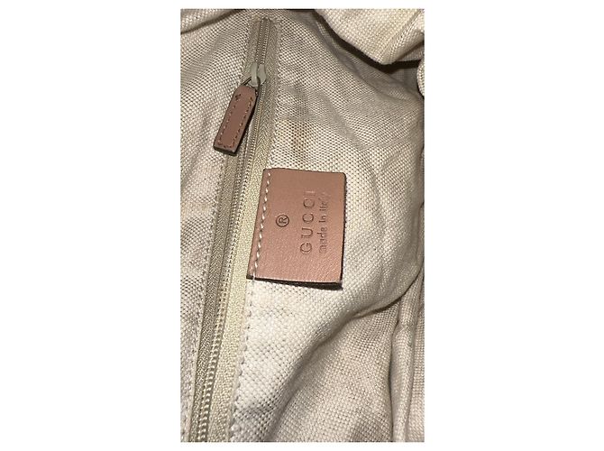 Borsa Gucci in tela Diamante beige e pelle rosa - vista 2