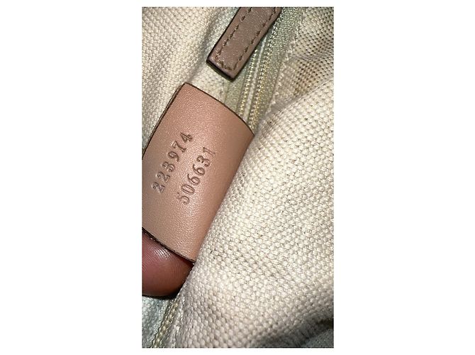 Borsa Gucci in tela Diamante beige e pelle rosa - vista 5
