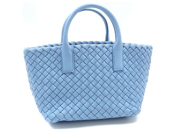Borsa Bottega Veneta Intrecciato Mini Cabas Blu chiaro - vista 2