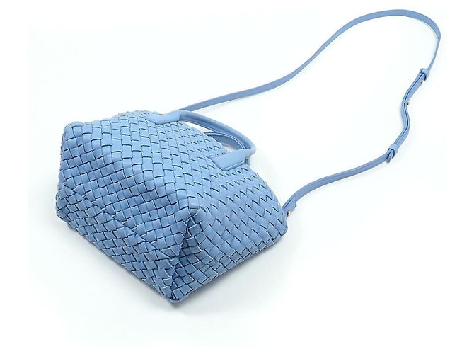 Borsa Bottega Veneta Intrecciato Mini Cabas Blu chiaro - vista 3