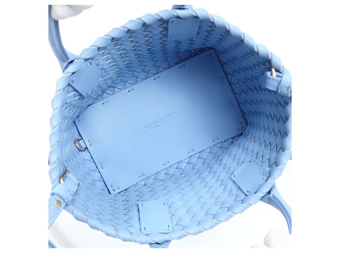 Borsa Bottega Veneta Intrecciato Mini Cabas Blu chiaro - vista 9