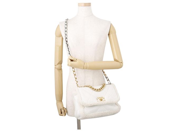 Borsa a tracolla Chanel con catena bianca Bianco - vista 4