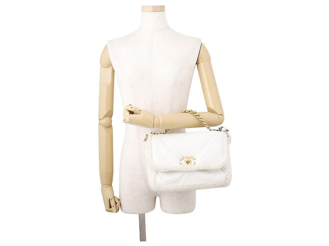Borsa a tracolla Chanel con catena bianca Bianco - vista 5