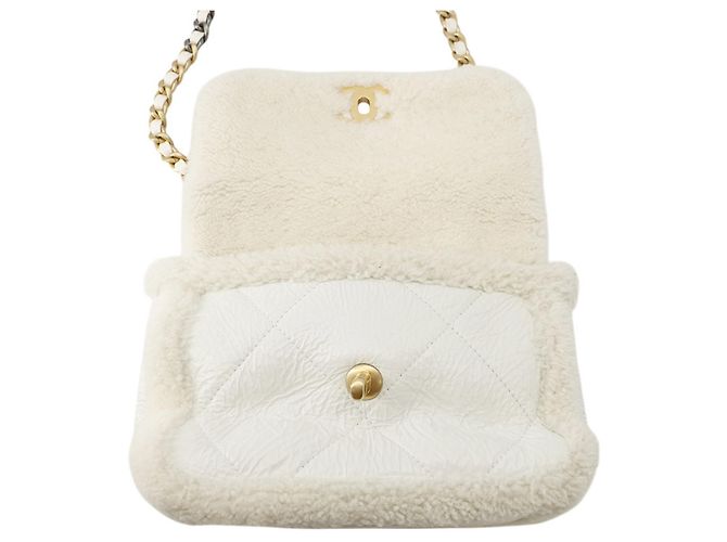 Borsa a tracolla Chanel con catena bianca Bianco - vista 6