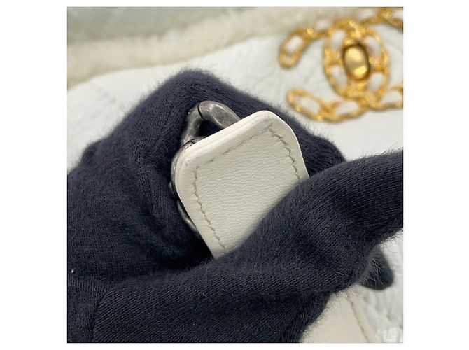 Borsa a tracolla Chanel con catena bianca Bianco - vista 8