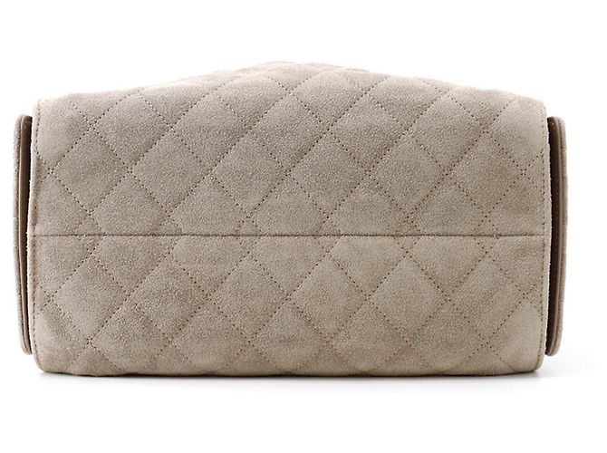 Borsa a tracolla con catena Chanel in camoscio grigio Marrone - vista 3