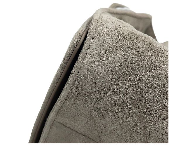 Borsa a tracolla con catena Chanel in camoscio grigio Marrone - vista 6
