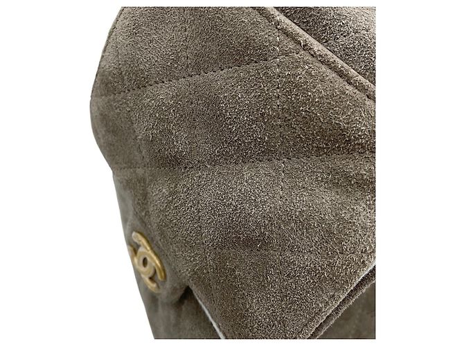 Borsa a tracolla con catena Chanel in camoscio grigio Marrone - vista 7
