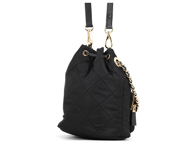 Prada Duet Triangle Nylon Handtasche Schwarz - Ansicht 2