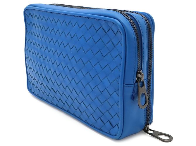 Borsa a pochette Bottega Veneta Intrecciato Blu - vista 3