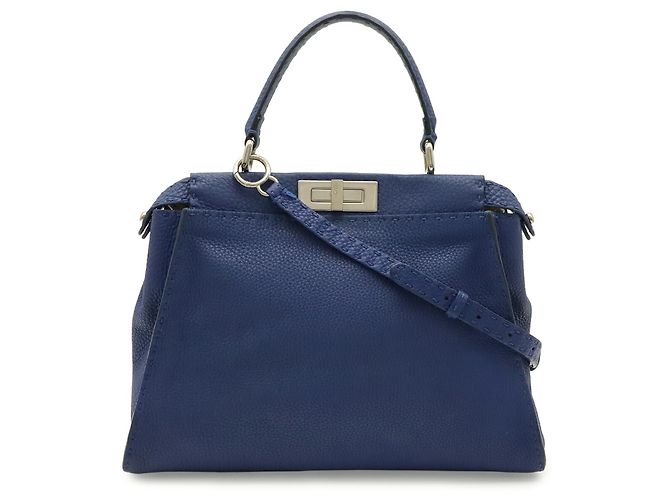Fendi Selleria Peekaboo Leder-Tote-Bag Blau - Ansicht 2