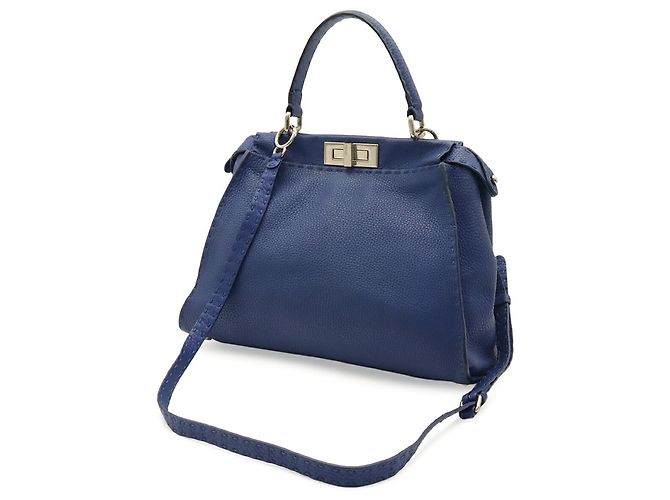 Fendi Selleria Peekaboo Leder-Tote-Bag Blau - Ansicht 3