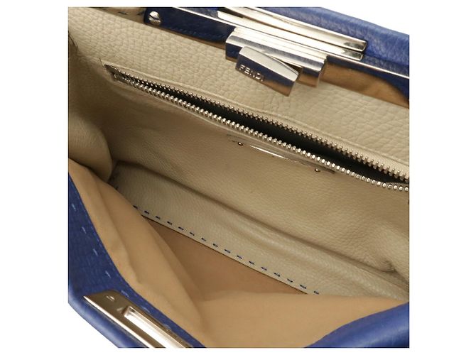Fendi Selleria Peekaboo Leder-Tote-Bag Blau - Ansicht 7