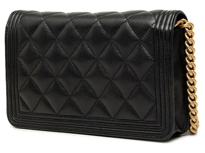 Chanel Coco Mark Boy Chain Wallet Shoulder Bag Black - view 2