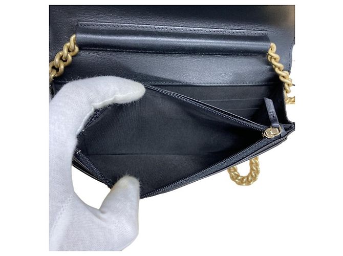 Chanel Coco Mark Boy Chain Wallet Shoulder Bag Black - view 4