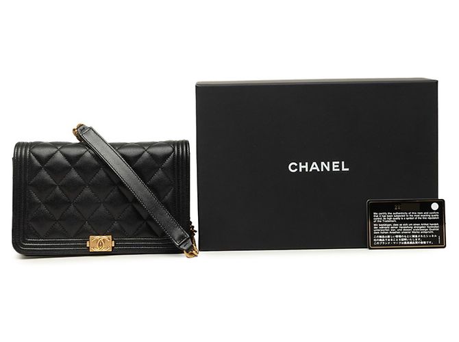 Chanel Coco Mark Boy Chain Wallet Shoulder Bag Black - view 8