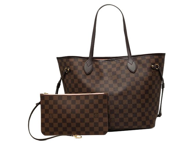 Borsa Tote Louis Vuitton Monogram Neverfull MM Marrone Rosa Monogramma - vista 6