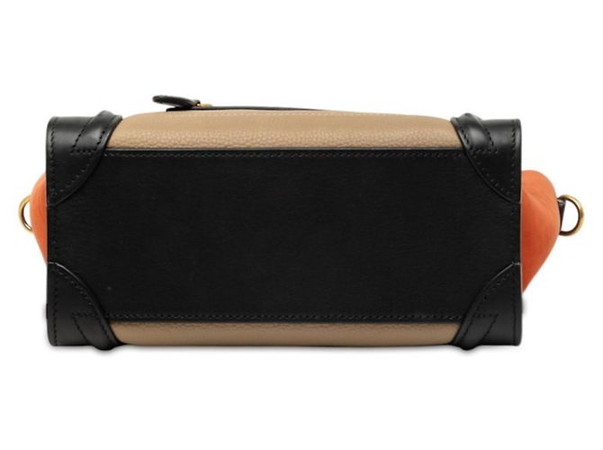 Céline Borsa Celine Luggage Nano Tricolor Nero Rosso Beige - vista 3