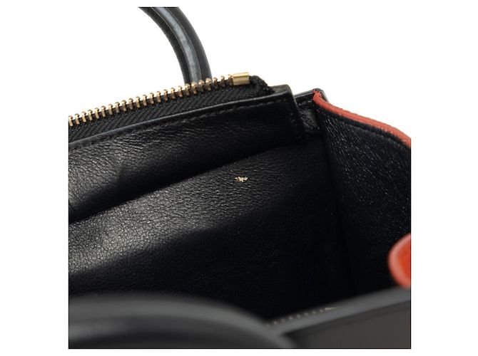 Céline Borsa Celine Luggage Nano Tricolor Nero Rosso Beige - vista 4