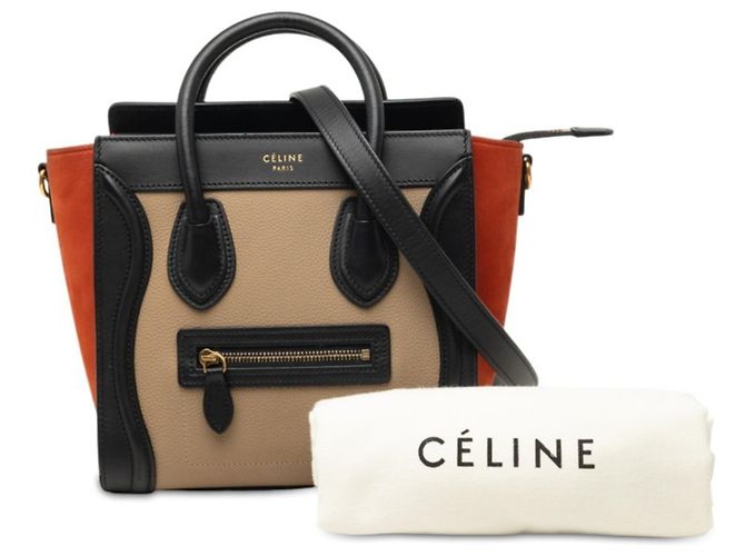 Céline Borsa Celine Luggage Nano Tricolor Nero Rosso Beige - vista 8